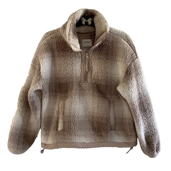 Abercrombie & Fitch Tops - Abercrombie & Fitch Soft Collection Sherpa Half Zip Pullover Women's Size S Tan